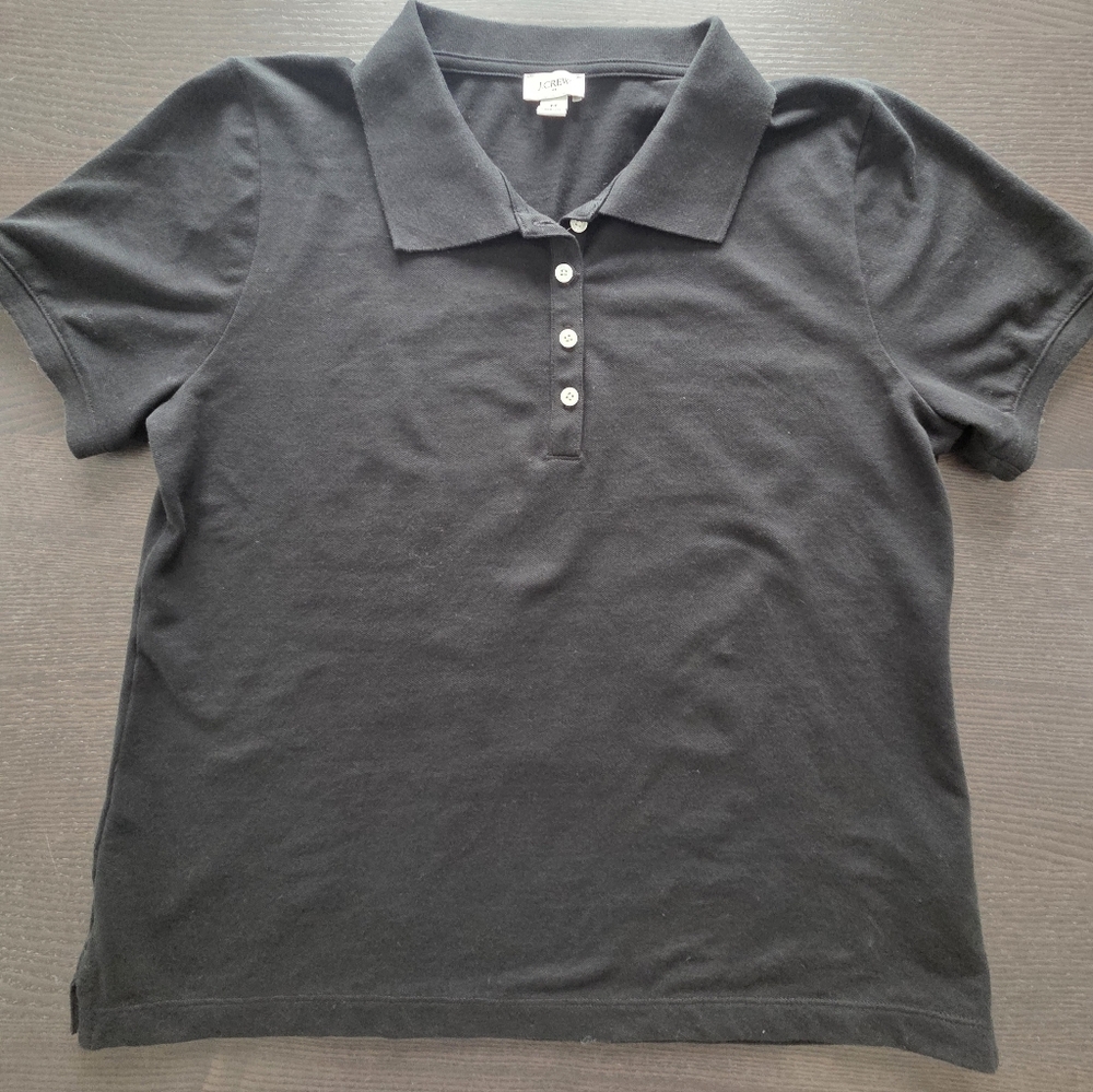 J.Crew~Piqué Short Sleeve Polo Shirt~Black~Size M